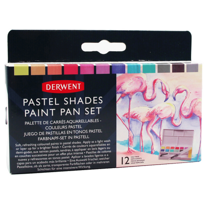 Набір Pastel Shades Paint Pan, 12 кольорів+пензель з резервуаром, Derwent 5028252620338 фото