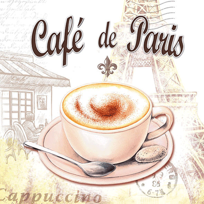 Декупажні серветки "Café de Paris", 33*33 см, 18,5 г/м2, 20 шт, Ambiente 8712159142495 фото