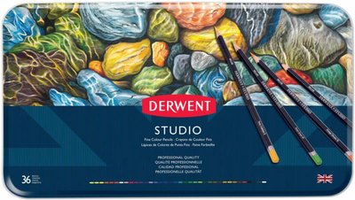 Набір кольорових олівців Studio, 36 кол., в метал. коробці, Derwent 5010255713506 фото