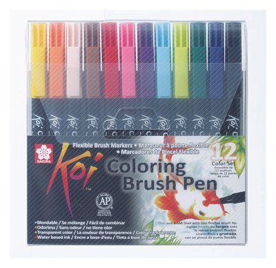 Набір маркерів Koi Coloring Brush Pen, 12кол., Sakura 084511391772 фото