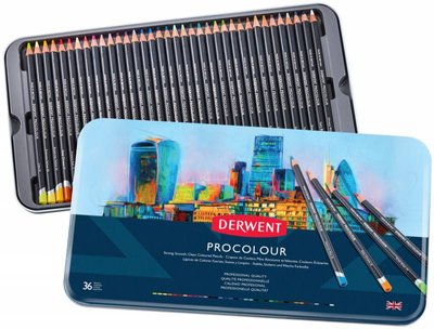 Набір кольорових олівців Procolour, 36кол. метал. Derwent 5028252514651 фото