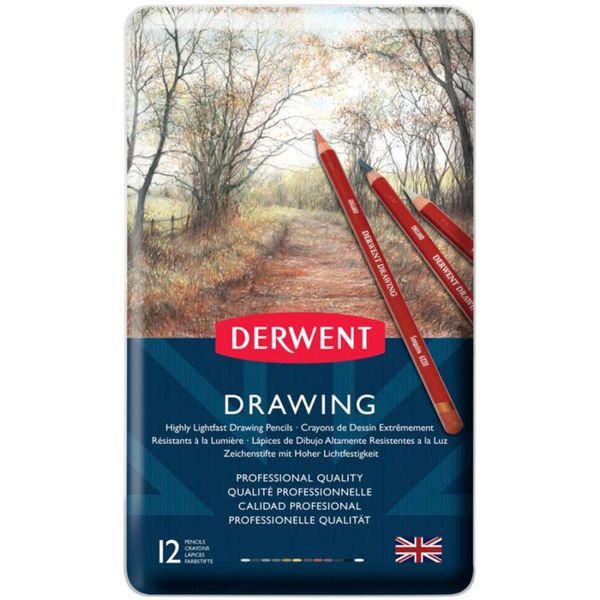 Набір олівців для рисунку Drawing, 12шт., мет. коробка, Derwent 5028252147576 фото