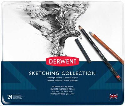 Набір матеріалів для графіки Sketching Collection , 24 предмети, в метал. коробці, Derwent 5028252057820 фото