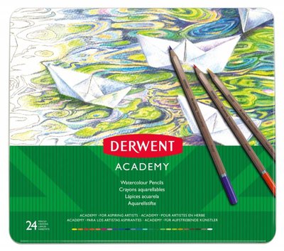 Набір акварельних олівців Academy Watercolour , 24 кол., в метал. коробці, Derwent 5028252269919 фото