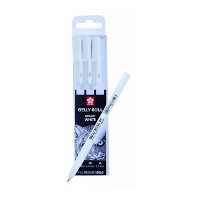 Набір гелевих ручок BASIC WHITE, БІЛА 3 розміри (05-08-10), Sakura 8712079409319 фото