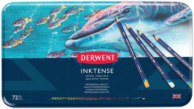 Набір чорнильних олівців Inktense, 72 кол., в метал. коробці, Derwent 5028252260756 фото